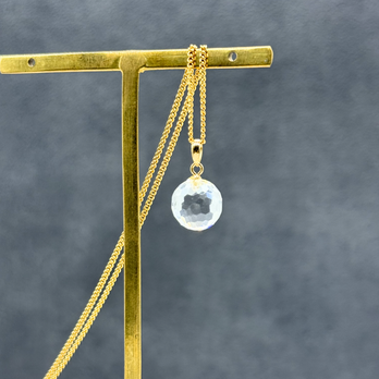 10mm ミラーボール クォーツ/白水晶  K18 K18GP 天然石ネックレス - mirrorの画像