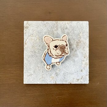 手刺繍ブローチ(フレンチブルドッグ)の画像