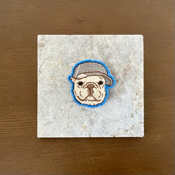 手刺繍ブローチ(フレンチブルドッグ)の画像