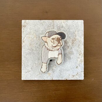 手刺繍ブローチ(フレンチブルドッグ)の画像