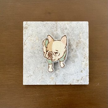 手刺繍ブローチ(フレンチブルドッグ)の画像