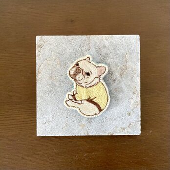 手刺繍ブローチ(フレンチブルドッグ)の画像