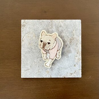 手刺繍ブローチ(フレンチブルドッグ)の画像