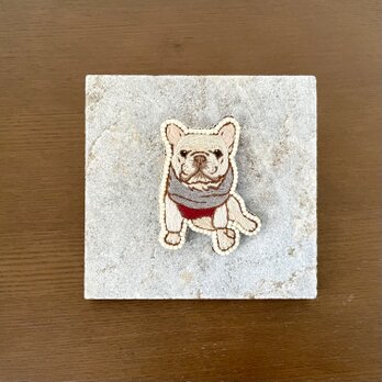 手刺繍ブローチ(フレンチブルドッグ)の画像