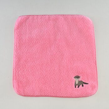 タオル　今治タオル　 アニマルパレード　カワウソ　ピンク　 綿100％　 22cm×22cmの画像