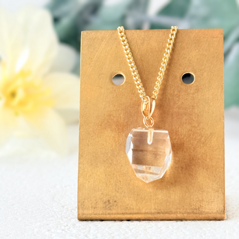 K18 9mm  クォーツ/白水晶  天然石ネックレス - 角雫