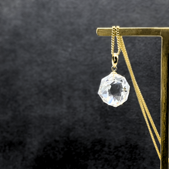 名工品 14mm 麻の葉 クォーツ/白水晶  K18 K18GP 天然石ネックレス - 麻の葉Lの画像