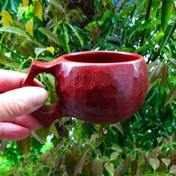 パープルハートの木の一木彫りコーヒーカップの画像