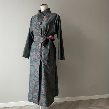 大島紬のコートドレス/kimono coat dressの画像