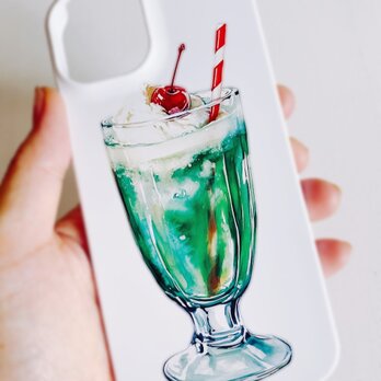 喫茶店のクリームソーダ　iPhone14ケース　　スマホケースの画像