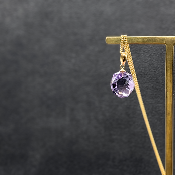 名工品 12mm 麻の葉 アメジスト/紫水晶  K18 K18GP 天然石ネックレス - 麻の葉Sの画像