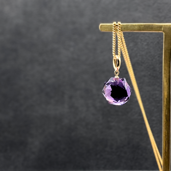 ラス1 名工品 14mm 麻の葉 アメジスト/紫水晶  K18 K18GP 天然石ネックレス - 麻の葉Lの画像