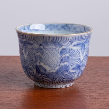 古伊万里 染付 線描き花卉文 向付 江戸後期 E1082Bの画像