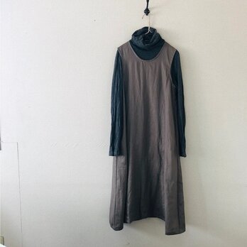 秋ノースリーブlongワンピース　FRENCH LINEN　ダークグレージュの画像