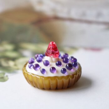 ガラスのミニチュア　ブルーベリーと苺のタルト　★ガラスのミニチュア洋菓子店★