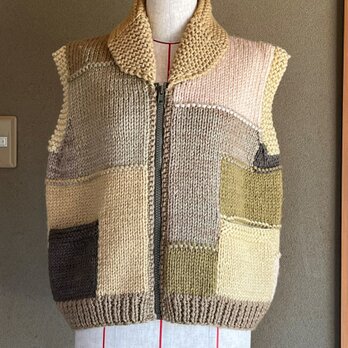 草木染　カウチン風あったかベストの画像