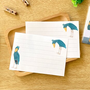 ハシビロコウの一筆箋〈30枚入〉横書き ミニ便箋 手紙 ギフト プレゼント メッセージ 動物 鳥 可愛い シンプル 文房具の画像