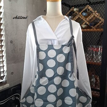 【SALE】【背中がかわいい】エプロンドレス：グレードット×グレー【0573】