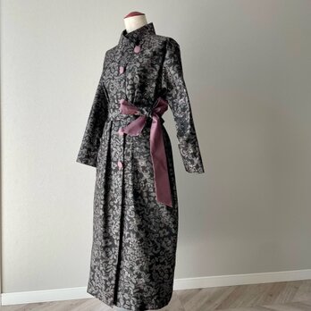 大島紬のコートドレス/kimono coat dressの画像