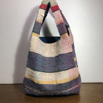裂き織り　ミニバッグ♪手織り　