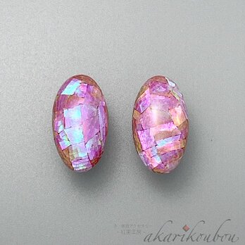 【sv925】螺鈿イヤリング 濃桃色螺鈿 オーバル 漆アクセサリー：螺鈿ジュエリー 金沢工芸 金沢漆器の画像