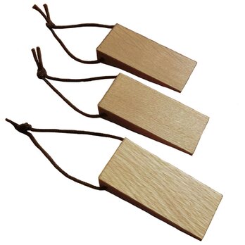 ドアストッパー ミニ 木地 ⑥ ドア止め 木製 3こセット くさび ウッドロック 楢無垢材 幅4奥行8.5高さ1.8(cm)