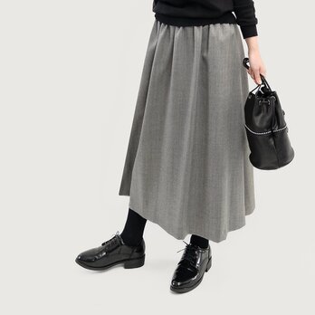 ●冬素材SALE・15％OFF● 洗えるウール 上質ヘリンボーン 黒 オフ白 ロングスカート ●LYRA-SK●