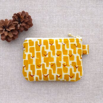 ＊インド木版プリント＊ミニポーチ＊手織綿＆コーデュロイ＊ファスナー１２cm＊harelaファブリック使用＊