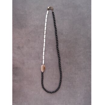 Black Onyx × Petrified Wood Necklace／ブラックオニキス × ペトリファイドウッド ネックレスの画像