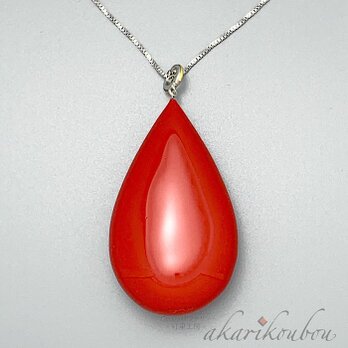 【sv925】漆ペンダント 赤 ティアドロップ形 朱漆 漆アクセサリー ： 金沢漆器 漆工芸品の画像
