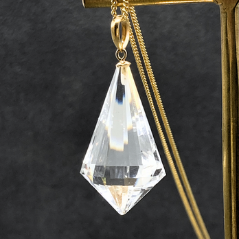 30mm 剣型 クォーツ/白水晶  K18 K18GP 天然石ネックレス - ツルギLの画像