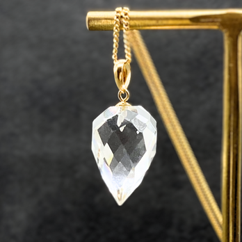 20mm イチゴ クォーツ/白水晶  K18 K18GP 天然石ネックレス - strawberryの画像