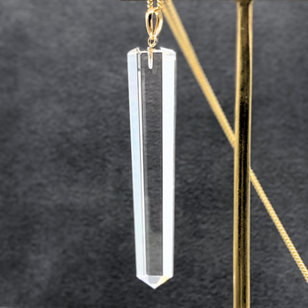 54mm つらら クォーツ/白水晶  K18 K18GP 天然石ネックレス - 六角柱の画像