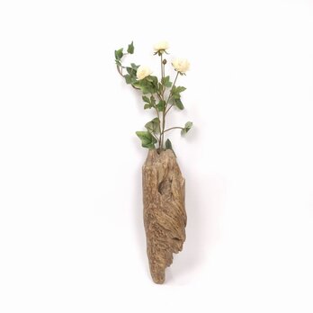 【温泉流木】迫力ある重い上質流木の吊り式花器・一輪挿し 花瓶 木製 流木インテリアの画像