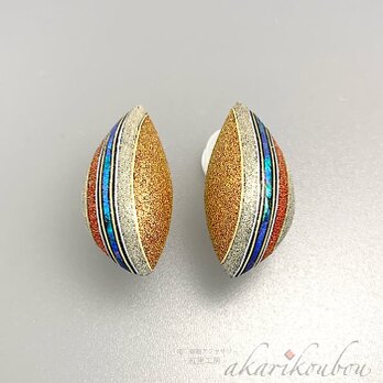 【sv925】蒔絵と螺鈿のイヤリング 純金蒔絵 銀蒔絵 螺鈿 漆アクセサリー : silver925 蒔絵ジュエリー 金沢漆器の画像