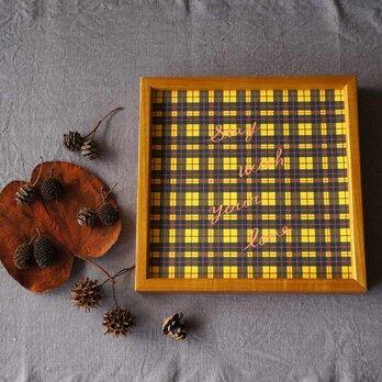 「 nostalgic tartan check（ yellow ）」20cm角ポスターの画像