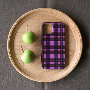 「 nostalgic tartan check（ pink ）」＜ブラックケース＞【 表面のみ印刷 】の画像