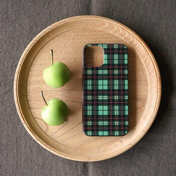 「 nostalgic tartan check（ green ）」＜ブラックケース＞【 表面のみ印刷 】の画像