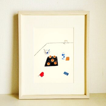 アレンジOKなオーダー制作｜原画「パンを焼いた日」 ※木製額縁入り（八つ切りサイズ）の画像