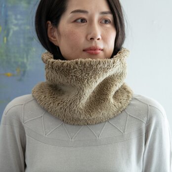 カカオ染め　Organiccotton Fur ふわふわネックウォーマー【Big size】の画像