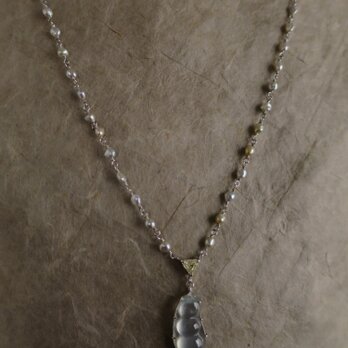 Pt Ice jadeite Diamond Akoya seed pearl Necklaceの画像