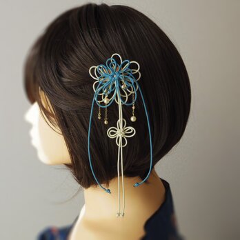 ヘアコーム（小）「ひめたるは熱」（縹×アイボリー）