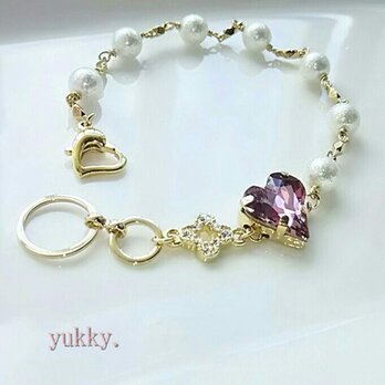 スワロフスキー＊シャイニーパール＊デザインブレス(ホワイト)★