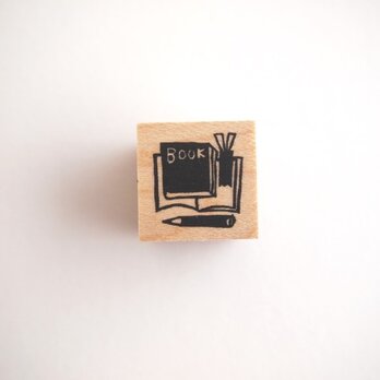 ＜ゴム製スタンプ＞「本とノート」(20mm)ーの画像