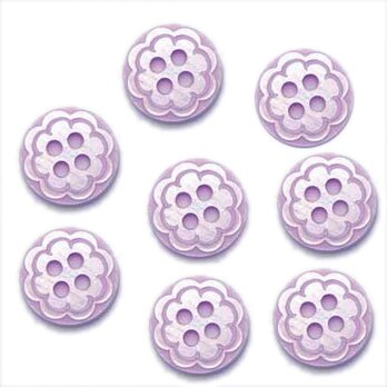Sale* プラスチックボタン 8個サークルフラワー ラベンダーピンク　B-1467 花 レトロ ヴィンテージの画像