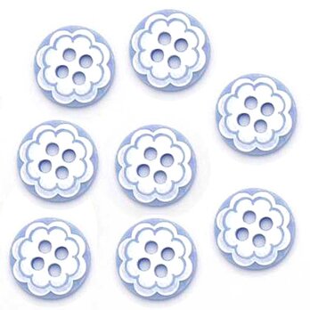 Sale* プラスチックボタン 8個サークルフラワー  ベビーブルー  B-1465 花 レトロ ヴィンテージのの画像