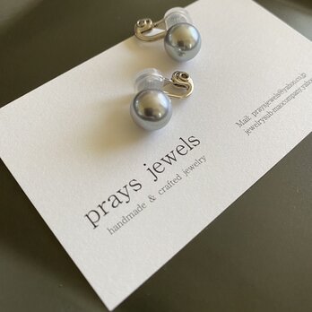 高級日本製シェルパール10ｍｍ Pearls ソフトタッチ痛みなくしっかりとホールドのイヤリング　グレーパールの画像