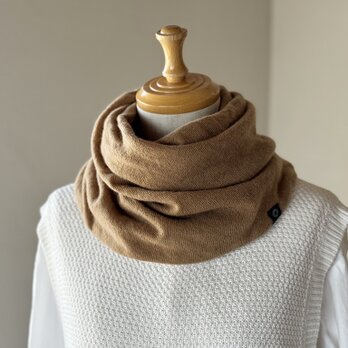 ミナペルホネン もこもこスヌード 茶系パッチ 冬支度 ボリューム