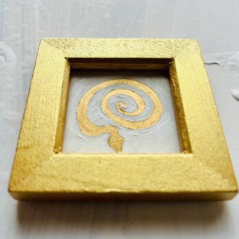 最強の金運絵画「金蛇様」絵画・原画・油彩・壁掛け/独立スタンド付き　Dの画像