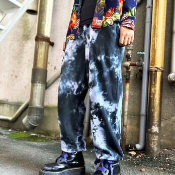 タイダイ染め　スウェットパンツ　Mサイズ　ブラック×ホワイト HD22-53の画像